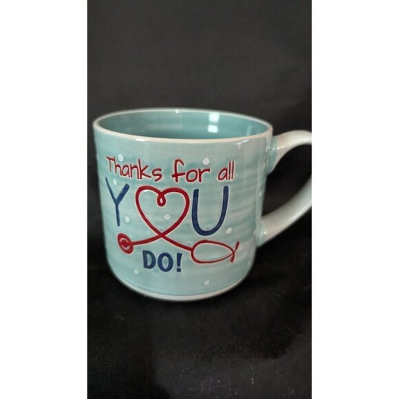 Thanks for all you do mug cup Nurse Doctor blue stethoscope heart 12oz gift - Picture 2 of 8